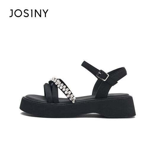 Zhuosini Schwammkuchen dicke Sandalen für Frauen im Sommer tragen koreanische kleine Absatzschuhe schwarz 37