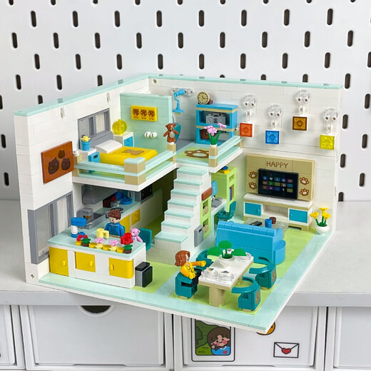 Zhegao Family Qifu Building Blocs 2025 New Girl Series Assemblé Villa House Compatible avec LEGO Building Blocs Hotel Hotel Castle Girls Toys Double Floor - Wangwang Villa + Lighting [1048 Grains]