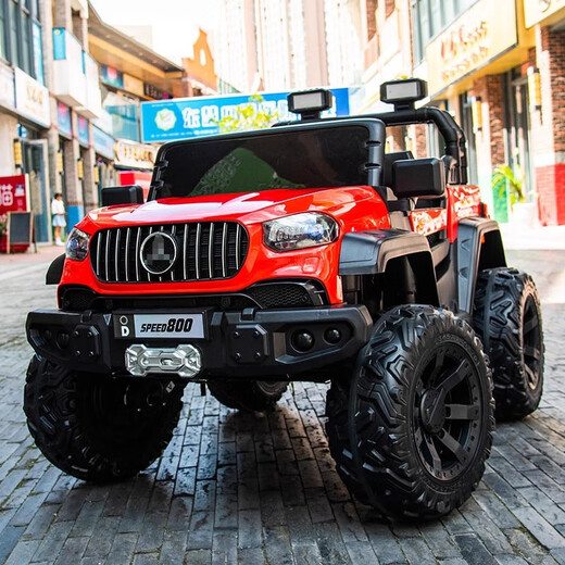 Aobeile children's electric vehicle with four wheels can be used for adults, double children toys remote control children's car four-wheel drive off-road vehicle can be driven by red paint: four-wheel drive full function + 10A large battery