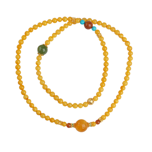 Potala Palace beeswax amazonite multi-circle bracelet lapis lazuli amber silver inlaid agarwood gourd bracelet birthday gift for men and women