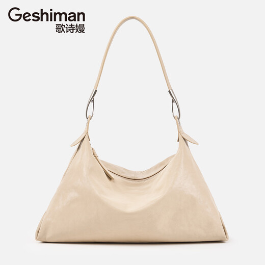 Geshiman high-end fashion bag 2025 new top-layer vegetable tanned leather casual hobo women's bag large capacity single-shoulder tote bag [gift box] Mixing 7296