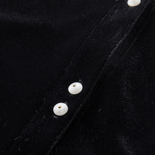 Xiangying French black velvet shirt for women 2025 winter new style super nice lace temperament long-sleeved top black S 155/80A/85-95Jin Jin is equal to 0.5 kg