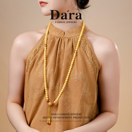 Dara multi-circle beeswax bracelet with 108 pieces of Russian white flower wax and southern red agate necklace Chinese Valentine's Day gift for girlfriend