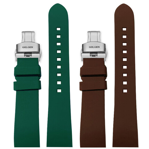 
GIOIO Guzun Watch Strap Original Silicone Waterproof Sweat-proof Pin Butterfly Cuff/6193 Accessories Leather Chain Black Blue 20 [Fluoroelastic] Green + Rose Gold Butterfly Cuff Strap Interface Width -21mm