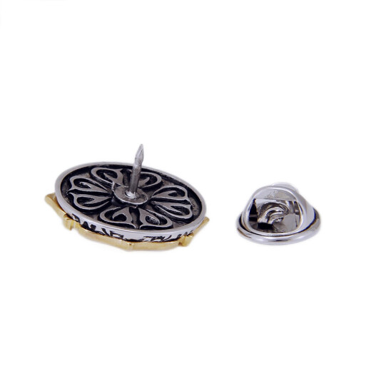 Shengbei men's brooch men's collar pin suit brooch suit corsage retro Leonida cypress gold plated material Leonida platinum brooch + cufflink set