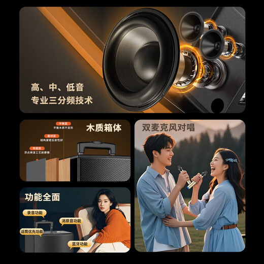 Sony Ericsson (soaiy) 15-inch square dance speaker high-power portable wooden outdoor heavy bass Bluetooth karaoke special high-volume mobile trolley speaker outdoor performance dual microphone SA-X23