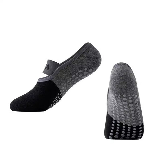 Spring and summer dot glue Pilates yoga socks color-blocked combed cotton professional non-slip women's five-finger split toe socks, 1 pair each of black, gray and blue, 3 pairs in total, one size fits all