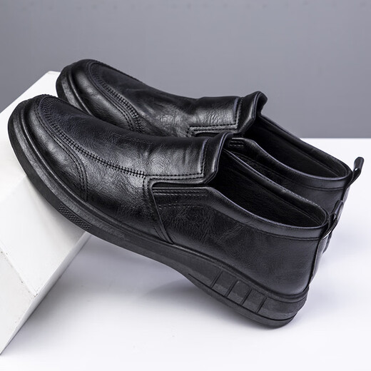 
Red Dragonfly handled leather soft leather men's leather shoes soft sole business anti-slip PU casual shoes wear-resistant men's shoes odor-proof f882 black 42