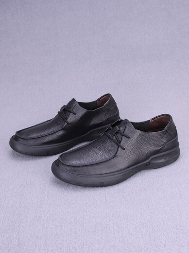 GY Jinlilai genuine leather men's shoes for spring and autumn, first layer cowhide round toe lace-up genuine leather shoes for men's soft face soft sole casual shoes black 9912 42