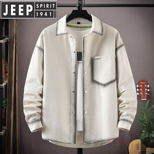 Jeep Spirit American High Street Джинсовая куртка для мальчиков 2025 весна и осенняя одежда универсальная контрастная лацкатная повседневная куртка. 16823 обычный 3xl 3xl около 150-170 джин [Джин равен 0,5 кг] можно носить