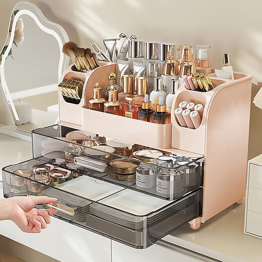 Langyi cosmetics storage box desktop high-end large-capacity bedroom desktop dresser skin care product drawer storage rack cream white cosmetics storage rack