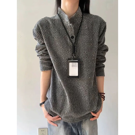 7 excellent products Henry collar sweatshirt men's autumn and winter American heavy base polo shirt loose casual jacket top men CQS-3309 Gray M