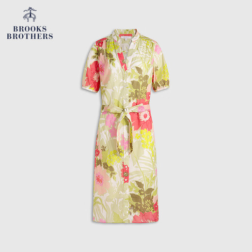 布克兄弟（BrooksBrothers）/布克兄弟女士25春夏新款纯棉浪漫印花度假连衣裙 B695-粉色印花 XS