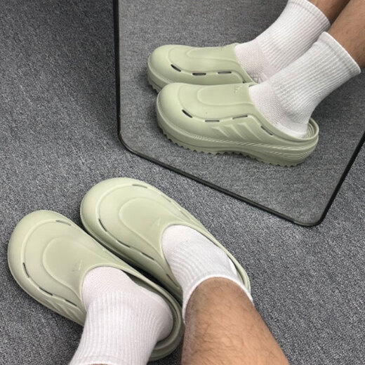 
Adidas slippers men's shoes women's shoes 2025 summer new sports hole mules thick-soled slippers casual bag-toe sandals JR9274 light gray green 36.5