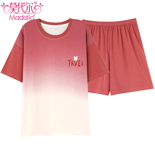 莫代尔纯棉睡衣女夏季新款短袖套装学生夏天全棉小个子女生可外穿家居服 Y9858 M 【75-95斤穿】