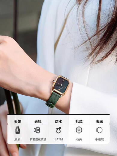 Armani Ladies Watch Fashion Diamond Inclay Belt Fritillaria Quartz Small Green Watch Square Trend AR11149 AR11408