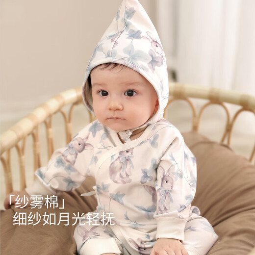 Bali Piggy Newborn Baby Clothes Pure Cotton Category A Autumn Newborn Strap Monk Clothes Ins Wind Climbing Clothes Baby Jumpsuit Yiyun Rabbit Shadow 73cm