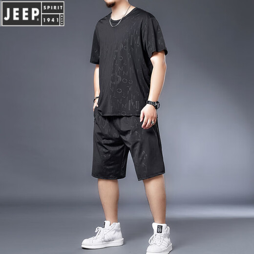Jeep Spirit Silk Silk Camiseta de secado rápido Hombre Fat Man más grasas
