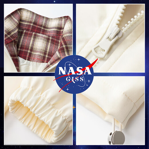 NASA GISS Jacket Men's Trendy Spring and Autumn Korean Style Youth Stand Collar Loose Casual Windproof Warm Jacket Men Black XL