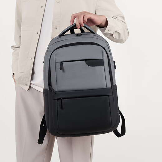 
New business men's large capacity business travel backpack USB socket multi-function computer bag Student backpack Black All size