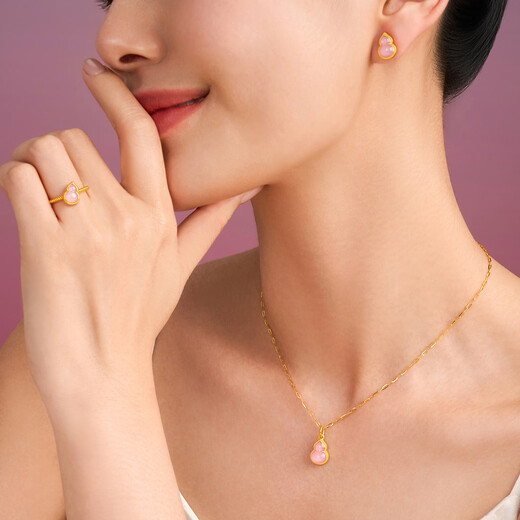 Chow Tai Fook SOINLOVE Honey Pink Gold Ten Miles Red Makeup Fulu Gourd Gold Pure Gold Ring VR1645 No. 13