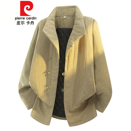 Pierre Cardin Chinese style Tang suit cotton coat men's thickened warm mid-length retro jacket Gray M