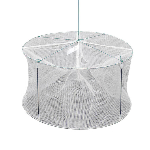 Fishing net, shrimp pot, fishing artifact, catching loach, eel cage, shrimp net cage, multifunctional folding fishing tool, fishing net, small single layer - white cloth round cage - 4 holes