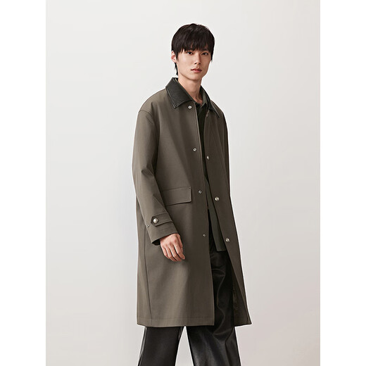 GXG men's crisp custom-dyed worsted classic lapel silhouette long windbreaker brown 185/XXL