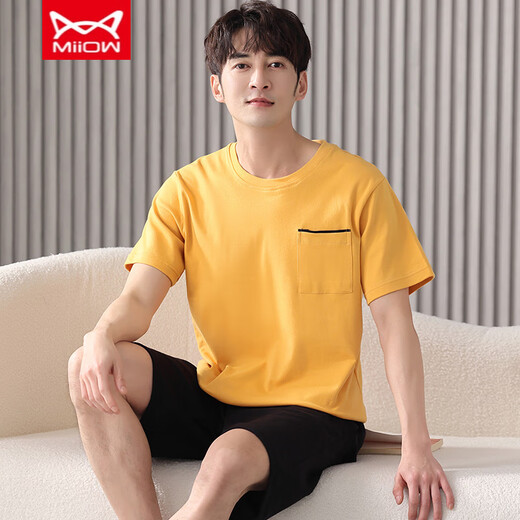 
Catman MIIOW Men's Summer Pure Cotton Shorts Shorts Youth Summer Thin Stripes Can Wear Outside Casual Home Clothing Set Pure Cotton FA#6623 L Recommended-125Jin[Jin is equal to 0.5 kg]