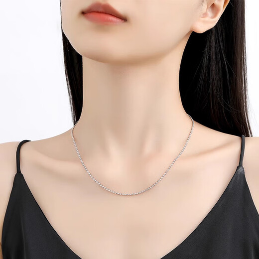 Youlai platinum pt950 flash gold diamond necklace women's plain chain super flash beads platinum clavicle chain starlight plain chain for women gold diamond plain chain adjustable about 5.65-5.7g