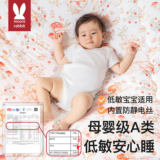 Moir Rabbit Baby Quilt Maternal and Infant Class A Children's Autumn and Winter Wool Throw Blanket Kindergarten Baby Thickened Nap Blanket Constant Temperature Quilt Whale Falling into the Cloud Medium Thick Applicable Temperature 10-25 Wool Constant Temperature 100*120cm丨10A Antibacterial丨Double Temperature Control