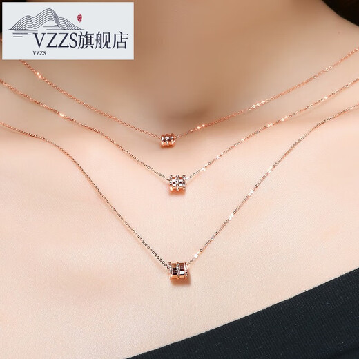 VZZS 18K Gold Women's Rose Gold Small Waist Necklace Clavicle Chain Gold Set Chain Color Gold Pendant Necklace 520 Gift 18k Gold Small Waist Necklace (Medium/Rose Gold