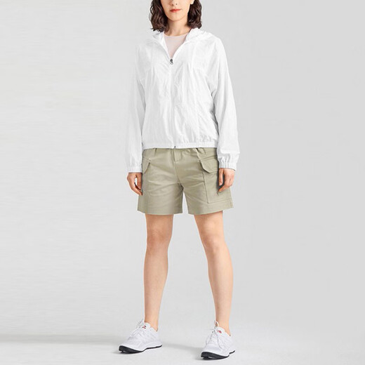 北面THE NORTH FACE 拉链纯色连帽长袖外套 女款 白色 白色 M