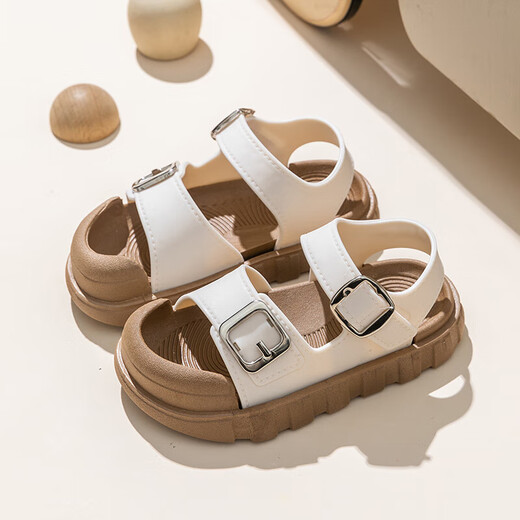 Girls Sandals 2025 New Summer Non-slip Soft Bottom Girls Velcro Small Children's Shoes Baby Beach Sandals Brown 23 Inner Length 14cm