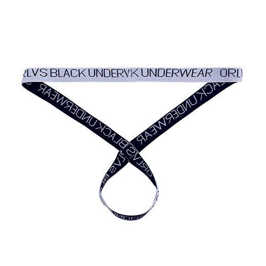 Underwear men's thong cross hollow high elastic elastic band low waist sexy trendy fashionable sports youth black M