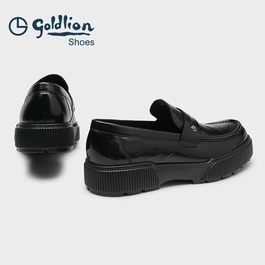 Goldlion men's shoes 25 new autumn genuine leather hand-scratch pattern business casual shoes slip-on loafers G567530744AAA