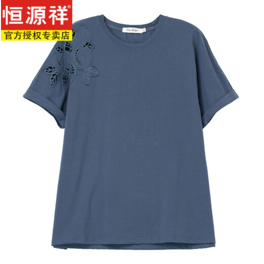 Camiseta de manga corta de algodón puro Hengyuanxiang de mediana edad para mujeres 2025 Nuevo verano suelto más grasa más de gran tamaño de mediana edad y anciana cuello redondo negro [KSP-9896] L adecuado para 100-115Jin [Jin equivale a 0.5 kg]
