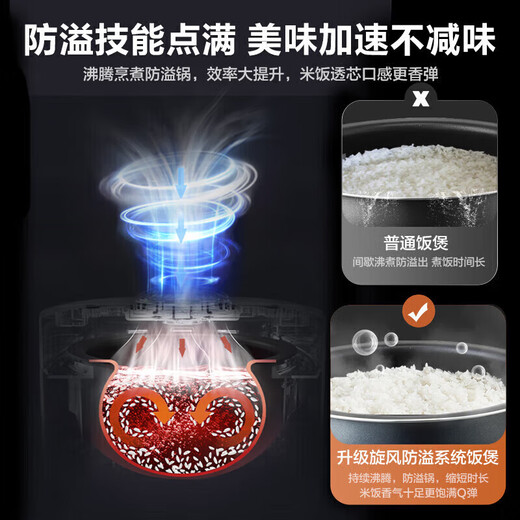 苏泊尔  SUPOR电饭煲5L大容量电饭锅家用多功能柴火饭22分钟快煮微压电饭煲小快球釜不粘内胆 SF40FC897 黑色升级款 4L