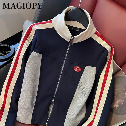 MAGIOPY国际奢侈高档品牌欧货爆款休闲运动套装女装冬季新款时尚洋气外套 蓝色两件套(不加绒) S(100斤以内)