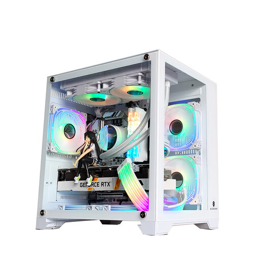 Wanjia Gu Yongzhe MINI weißes Computergehäuse Desktop MATX Zimmer mit Meerblick, 240 integrierte wassergekühlte, vollseitig transparente ITX-Desktop Gu Yongzhe MINI weiß + Prisma weiß RGB sieben Lüfter