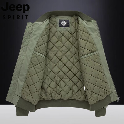
JEEP SPIRIT Jeep 2025 Autumn Cotton Clothes Men's Pure Cotton Washed Cotton Thickened Bomber Jacket Casual Baseball Collar Jacket 9227 Black (Cotton Thick Style) M Suitable for 100 to 125 Jin [Jin equals 0.5 kg]
