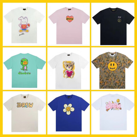 Lee Kids Smiley Face Justin Bieber Drewicon Love Patrón de oso Ronda Redonda Reductor manga de mangas cortas Hombres y mujeres 1278 S