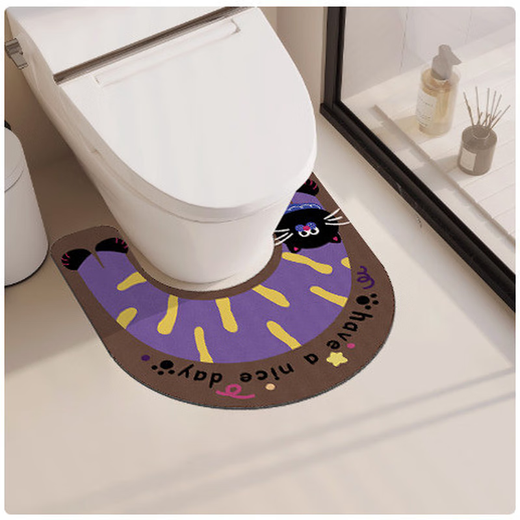 Yonghuan Badezimmer Toilette U-förmige Bodenmatte für Badezimmer Toilette Spezielle Fußmatte Anti-Rutsch-Diatom-Schlamm Wasser Absorptionsmatte Fuß Pedal K4877p Süßes kleines Pulver P 50x55 cm Schnell trockne starke Wasserabsorption