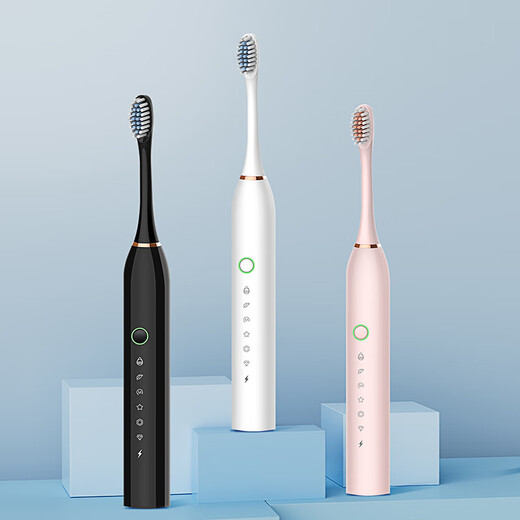 New electric toothbrush rechargeable adult soft-bristled waterproof sonic vibration home couple toothbrush Sakura pink base fast charging 12 brush heads + stand + travel box