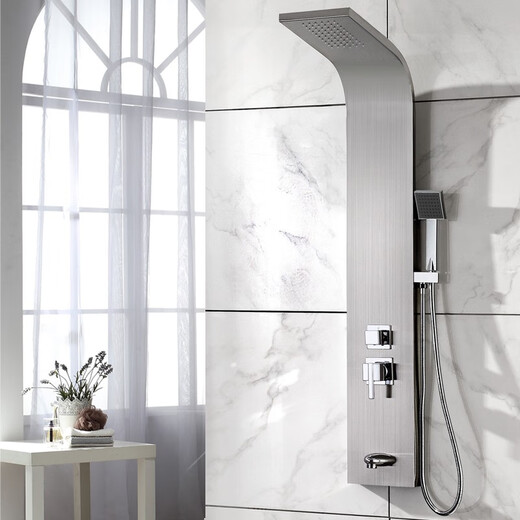 Jomoo 2025 neues Badezimmer-Duschwand-Säulen-Duschset aus Edelstahl 304, große Dusche mit heißem und kaltem Auslass, Wasserhahn, AB11304, Anti-Fingerabdruck-Bürsten