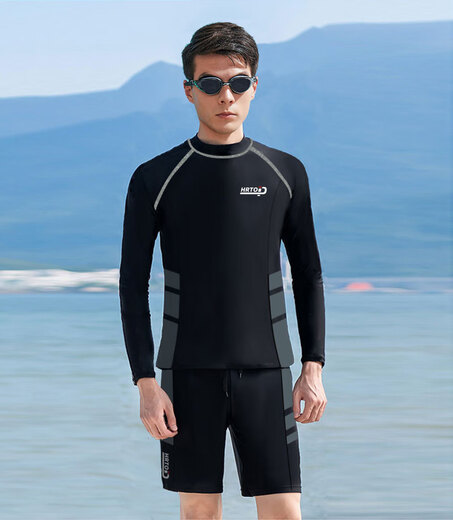 Hurun Combinaison de style coréen pour femmes, maillot de bain de sport fendu à manches longues, combinaison de surf pour couple conservateur, combinaison de méduse pour hommes, M pour hommes