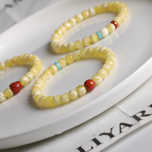 Natural raw mineral, Russian material, white flower beeswax, old-style barrel bead bracelets, Buddhist beads and cultural toys, original fine products for women, fine plain bracelets with a diameter of 7mm
