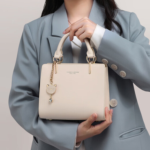 Calviakrim2025 Nuevo bolso de cuerpo cruzado de una sola temporada para mujeres Ligera de moda de lujo Bolso versátil de cuero de cuero liviano Bolso Beige Beige White