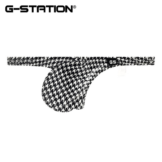 G-STATION Japanese small style sexy men's thong tight ultra-low waist printed underwear small size Chidori XL