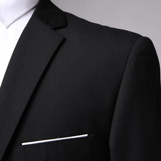 LESS IS MORE Lilang Single Button Men's Business Suit Slim Fit Civil Servant Formal Wedding Banquet Suit Two-piece Navy Blue 2XL 185-36